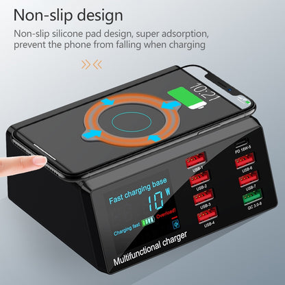 X9 9 in 1 QC 3.0 USB Interface + 6 USB Ports + PD 65W Ports + QI Wireless Fast Charging Multi-function Charger with LED Display - Multifunction Charger by buy2fix | Online Shopping UK | buy2fix