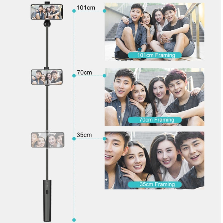 CYKE P9 Universal Stretchable Hidden One-piece Wireless Bluetooth Selfie Stick(Black) - Selfie Sticks by CYKE | Online Shopping UK | buy2fix