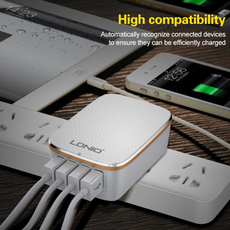 LDNIO A4404 4.4A 4 x USB Ports Smart Travel Charger, EU Plug - USB Charger by LDNIO | Online Shopping UK | buy2fix