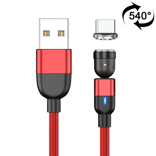 1m 3A Output USB to USB-C / Type-C 540 Degree Rotating Magnetic Data Sync Charging Cable (Red) - Mobile Accessories by buy2fix | Online Shopping UK | buy2fix