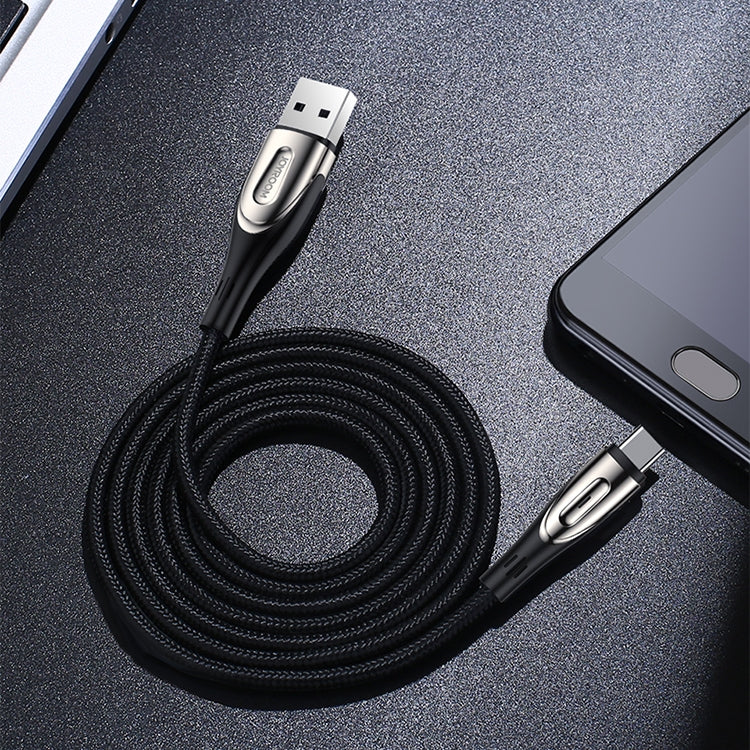 JOYROOM S-M411 Sharp Series 3A USB-C / Type-C Interface Charging + Transmission Nylon Braided Data Cable with Drop-shaped Indicator Light, Cable Length: 1.2m (Black) - USB-C & Type-C Cable by JOYROOM | Online Shopping UK | buy2fix