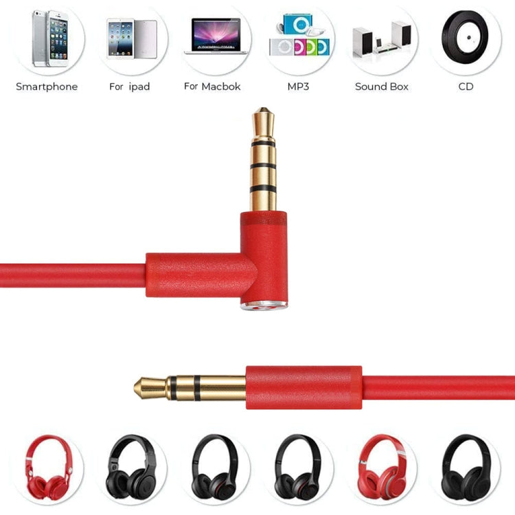 ZS0087 3.5mm Male to Male Earphone Cable with Mic & Wire-controlled, Cable Length: 1.4m(Red) - Headset Accessories by buy2fix | Online Shopping UK | buy2fix