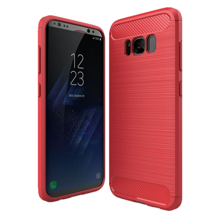 For Galaxy S8 Brushed Carbon Fiber Texture Shockproof TPU Protective Cover Case (Red) - Samsung Accessories by buy2fix | Online Shopping UK | buy2fix