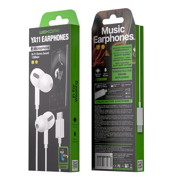 WK YA11 3.5mm Interface Wired Earphone,Length: 1.2m (White) - In Ear Wired Earphone by WK | Online Shopping UK | buy2fix