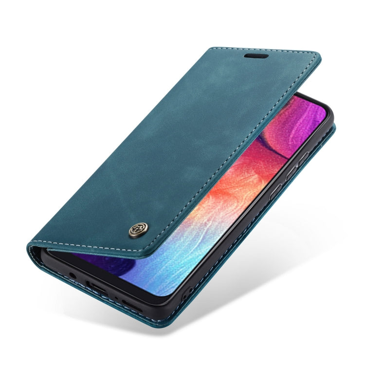 CaseMe-013 Multifunctional Retro Frosted Horizontal Flip Leather Case for Galaxy A30S / A50S / A50, with Card Slot & Holder & Zipper Wallet & Photo Frame(Blue) - Galaxy Phone Cases by CaseMe | Online Shopping UK | buy2fix