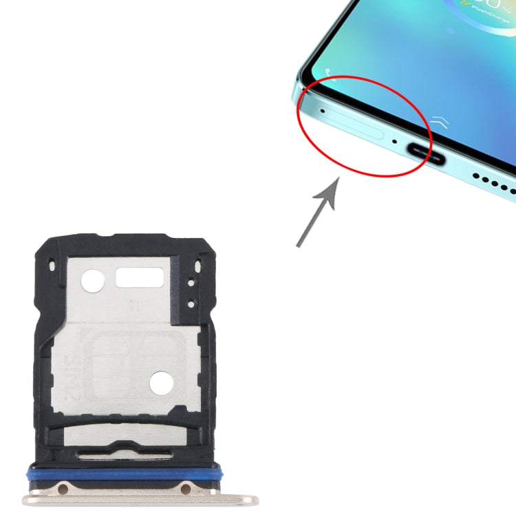 For vivo S15 SIM Card Tray + SIM Card Tray (Gold) - Card Socket by buy2fix | Online Shopping UK | buy2fix