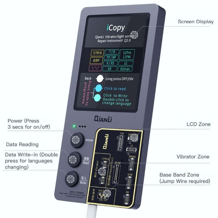 For iPhone 6 - 14 Pro Max 3 in 1 Qianli iCopy Plus 2.2 Repair Detection Programmer Set, Plug: US - Repair Programmer by QIANLI | Online Shopping UK | buy2fix