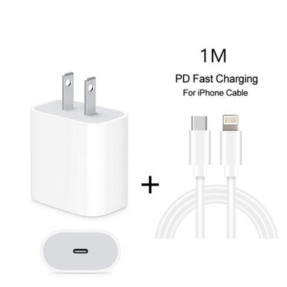 2 in 1 PD 18W Single USB-C / Type-C Interface Travel Charger + 3A PD3.0 USB-C / Type-C to 8 Pin Fast Charge Data Cable Set, Cable Length: 1m(US Plug) - USB Charger by buy2fix | Online Shopping UK | buy2fix