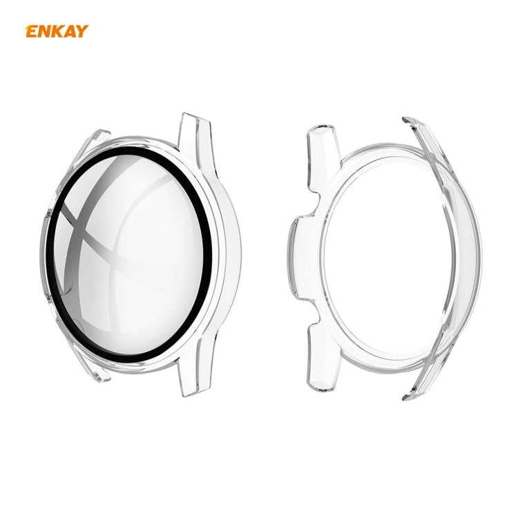 For Huawei Watch GT 2 42mm ENKAY Hat-Prince ENK-AC8201 Full Coverage PC Frosted Case + 9H Tempered Glass Protector(Transparent) - Watch Cases by ENKAY | Online Shopping UK | buy2fix