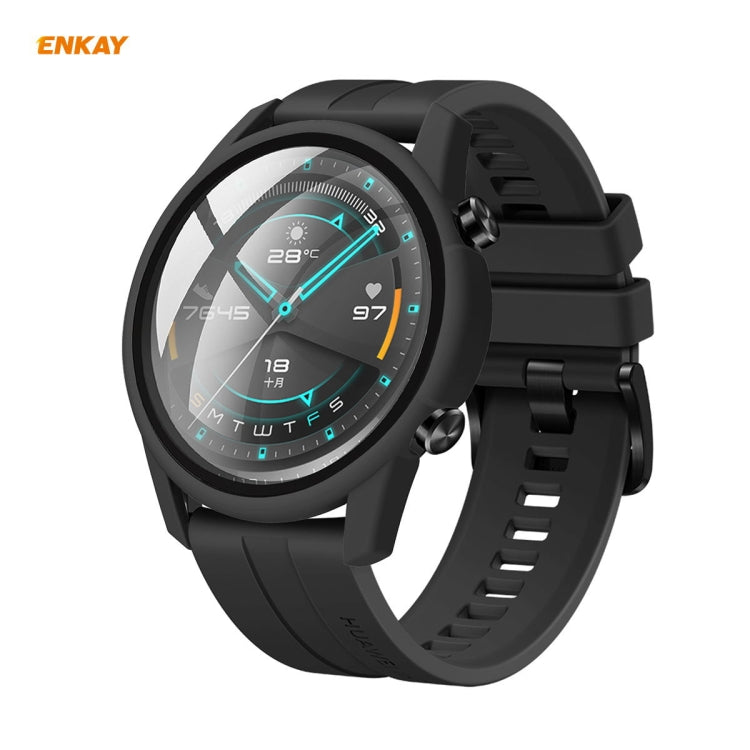 For Huawei Watch GT 2 42mm ENKAY Hat-Prince ENK-AC8201 Full Coverage PC Frosted Case + 9H Tempered Glass Protector(Transparent) - Watch Cases by ENKAY | Online Shopping UK | buy2fix