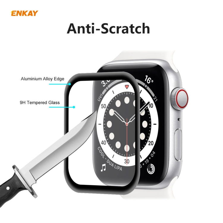 For Apple Watch 6/5/4/SE 40mm ENKAY Hat-Prince 0.2mm 9H Surface Hardness 3D Explosion-proof Aluminum Alloy Edge Full Screen Tempered Glass Screen Film - Watch Cases by ENKAY | Online Shopping UK | buy2fix