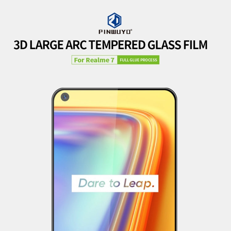 For OPPO Realme 7 PINWUYO 9H 3D Curved Full Screen Explosion-proof Tempered Glass Film(Black) - Realme Tempered Glass by PINWUYO | Online Shopping UK | buy2fix