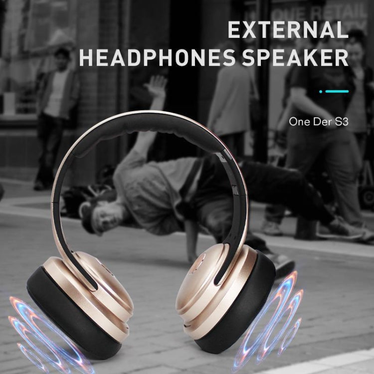 OneDer S3 2 in1 Headphone & Speaker Portable Wireless Bluetooth Headphone Noise Cancelling Over Ear Stereo(Gold) - Headset & Headphone by OneDer | Online Shopping UK | buy2fix