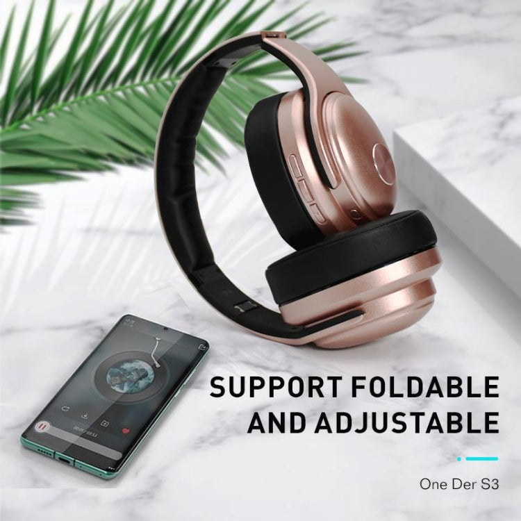 OneDer S3 2 in1 Headphone & Speaker Portable Wireless Bluetooth Headphone Noise Cancelling Over Ear Stereo(Rose Gold) - Headset & Headphone by OneDer | Online Shopping UK | buy2fix