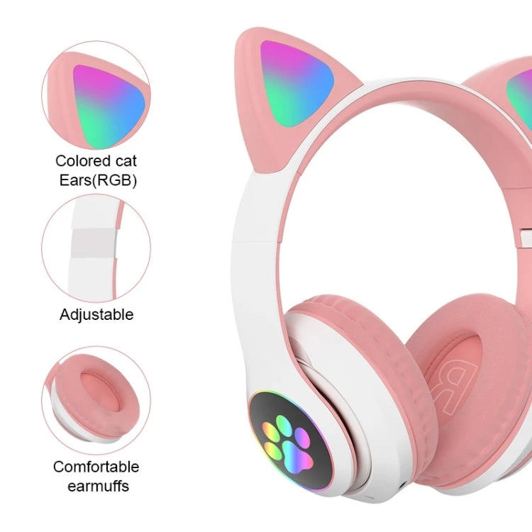 T&G TN-28 3.5mm Bluetooth 5.0 Dual Connection RGB Cat Ear Bass Stereo Noise-cancelling Headphones Support TF Card With Mic(Purple) - Headset & Headphone by T&G | Online Shopping UK | buy2fix