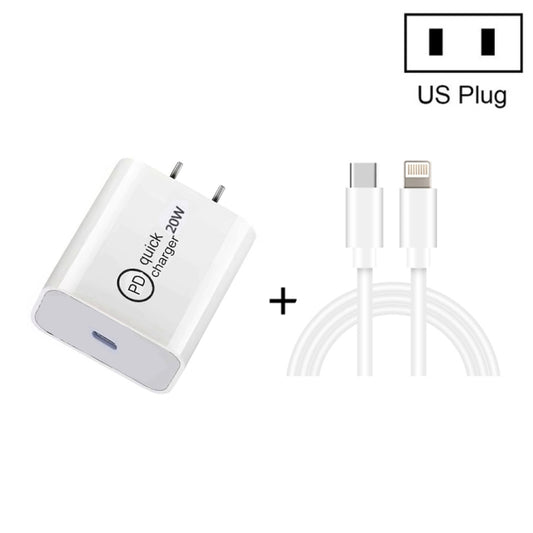 SDC-20W 2 in 1 PD 20W USB-C / Type-C Travel Charger + 3A PD3.0 USB-C / Type-C to 8 Pin Fast Charge Data Cable Set, Cable Length: 1m, US Plug - Mobile Accessories by buy2fix | Online Shopping UK | buy2fix