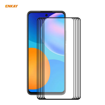 For Huawei P Smart 2021 5 PCS ENKAY Hat-Prince Full Glue 0.26mm 9H 2.5D Tempered Glass Full Coverage Film - Huawei Tempered Glass by PINWUYO | Online Shopping UK | buy2fix