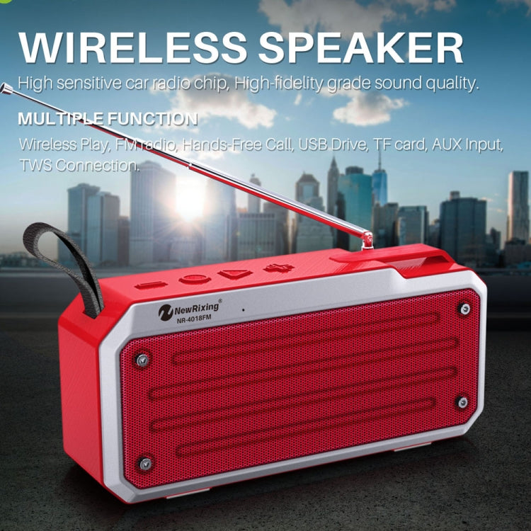 NewRixing NR4018FM TWS Portable Stereo Bluetooth Speaker, Support TF Card / FM / 3.5mm AUX / U Disk / Hands-free Call(Blue) - Mini Speaker by New Rixing | Online Shopping UK | buy2fix