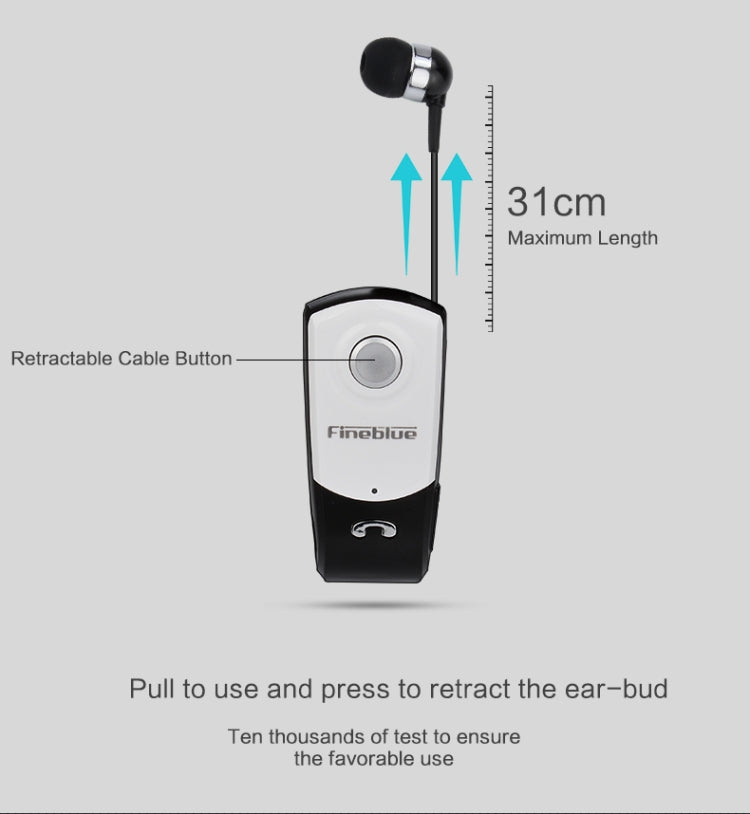 Fineblue F960 CSR4.1 Retractable Cable Caller Vibration Reminder Anti-theft Bluetooth Headset - Bluetooth Earphone by Fineblue | Online Shopping UK | buy2fix