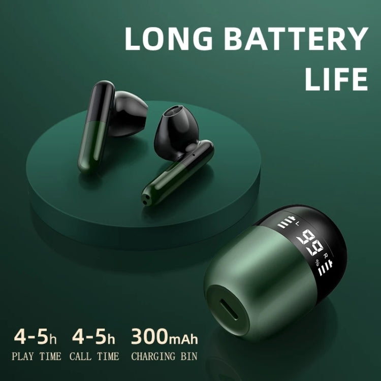 J28 TWS Wireless Bluetooth Earphones LED Digital Display HIFI Music Sport Earphone(Green) - TWS Earphone by buy2fix | Online Shopping UK | buy2fix