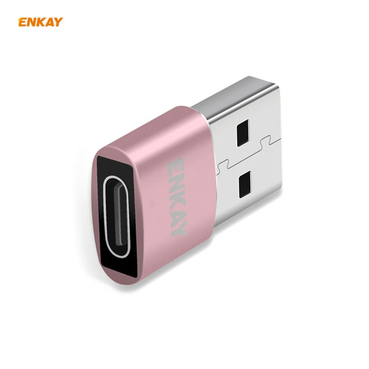 ENKAY ENK-AT105 USB Male to USB-C / Type-C Female Aluminium Alloy Adapter Converter, Support Quick Charging & Data Transmission(Rose Gold) - Type-C Adapter by ENKAY | Online Shopping UK | buy2fix