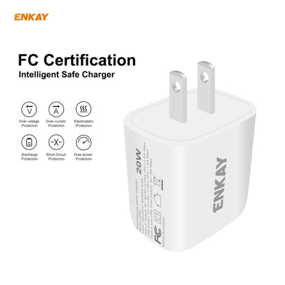 ENKAY Hat-Prince 20W PD Type-C + QC 3.0 USB Fast Charging Travel Charger Power Adapter with Fast Charge Data Cable, US Plug(With Type-C Cable) - Apple Accessories by ENKAY | Online Shopping UK | buy2fix