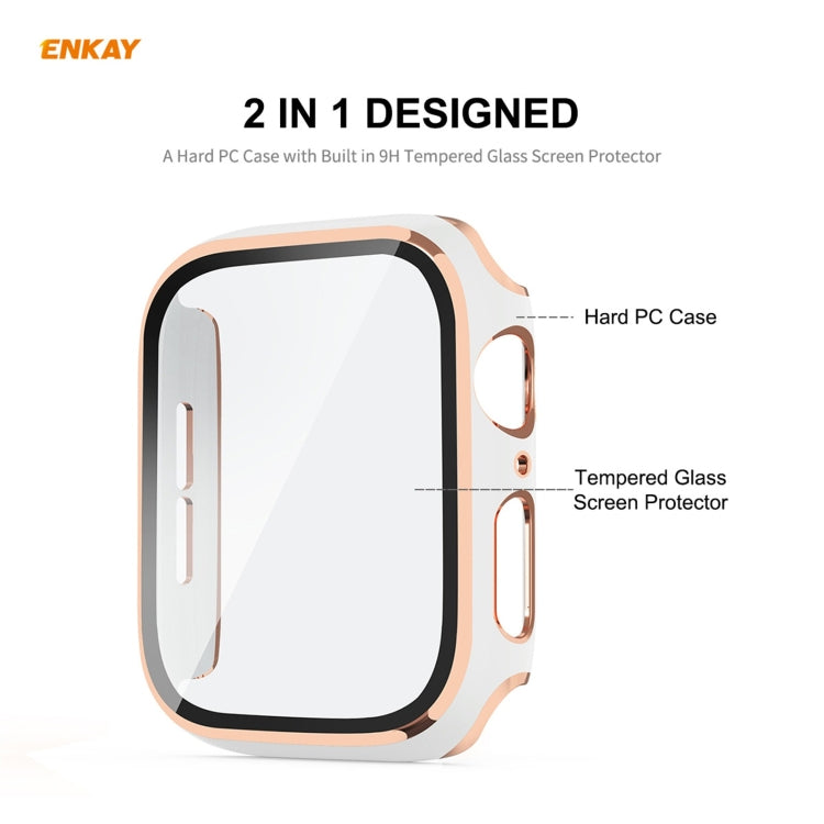 ENKAY Hat-Prince Full Coverage Electroplated PC Case + Tempered Glass Protector for Apple Watch Series 6 / 5 / 4 / SE 44mm(Black+Champagne) - Watch Cases by ENKAY | Online Shopping UK | buy2fix