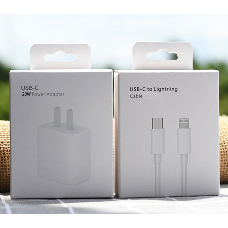 PD 20W Single USB-C / Type-C Port Travel Charger + 3A PD3.0 USB-C / Type-C to 8 Pin Fast Charge Data Cable Set, US Plug 1.5m - Apple Accessories by buy2fix | Online Shopping UK | buy2fix