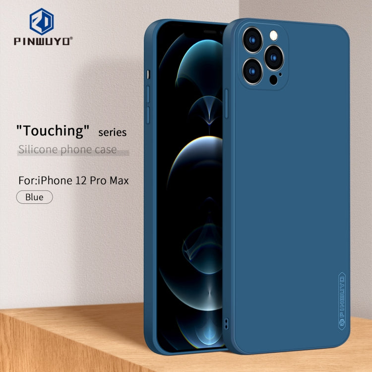 For iPhone 12 Pro Max PINWUYO Touching Series Liquid Silicone TPU Shockproof Case(Blue) - iPhone 12 Pro Max Cases by PINWUYO | Online Shopping UK | buy2fix