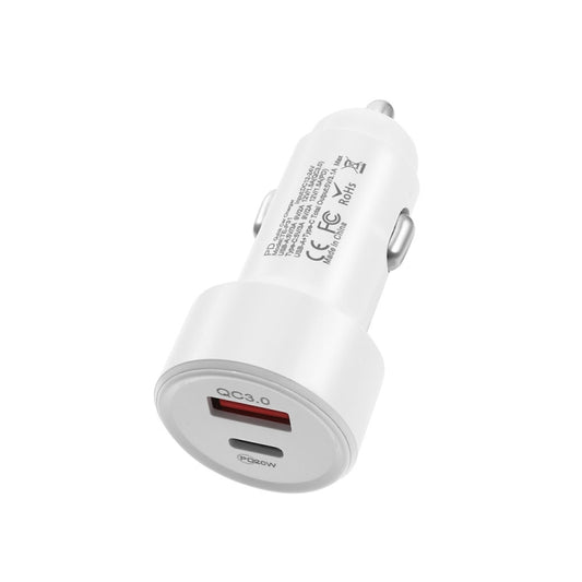 TE-P31 PD 20W USB-C / Type-C + QC3.0 18W USB Fast Car Charger(White) - Car Charger by buy2fix | Online Shopping UK | buy2fix