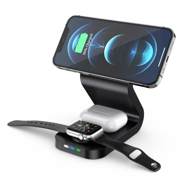 B-13 15W Max 3 in 1 Magnetic Wireless Charger for Mobile Phones & Apple Watchs & AirPods(Black) - Apple Accessories by buy2fix | Online Shopping UK | buy2fix