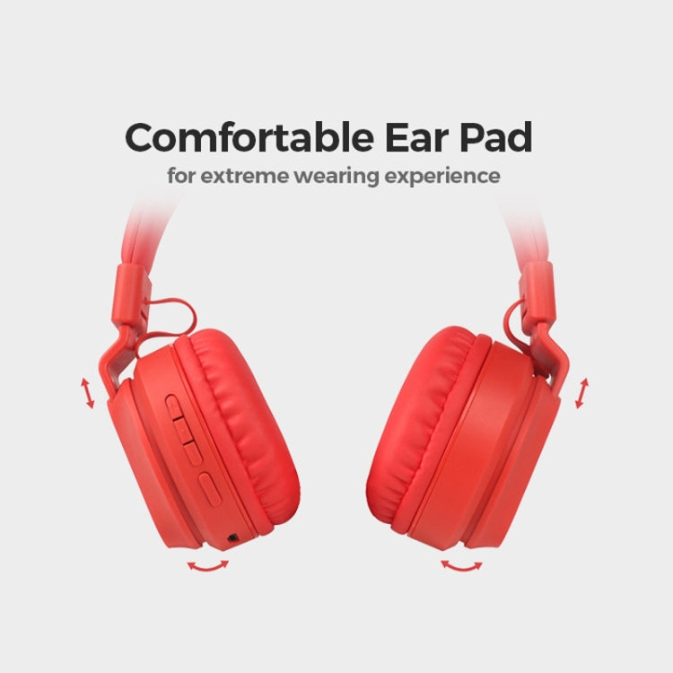 BOBo Kids Gift Bluetooth 5.0 Bass Noise Cancelling Stereo Wireless Headset With Mic, Support TF Card / FM / AUX-in(Red) - Headset & Headphone by buy2fix | Online Shopping UK | buy2fix