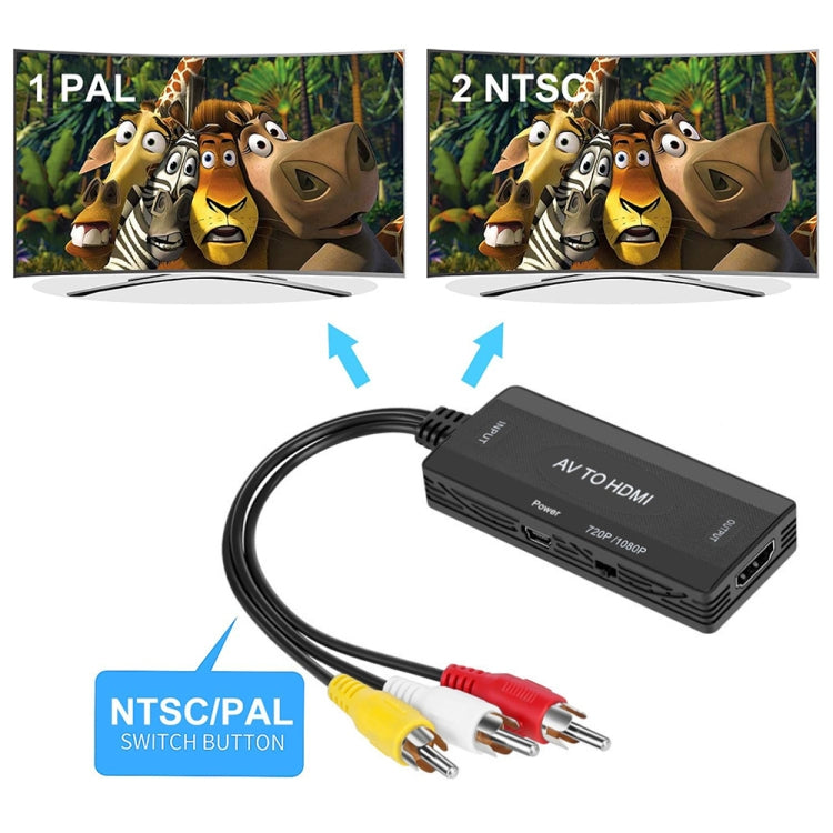 AV to HDMI Converter 3 CVBS RCA Adapter, Supports PAL NTSC 1080P -  by buy2fix | Online Shopping UK | buy2fix