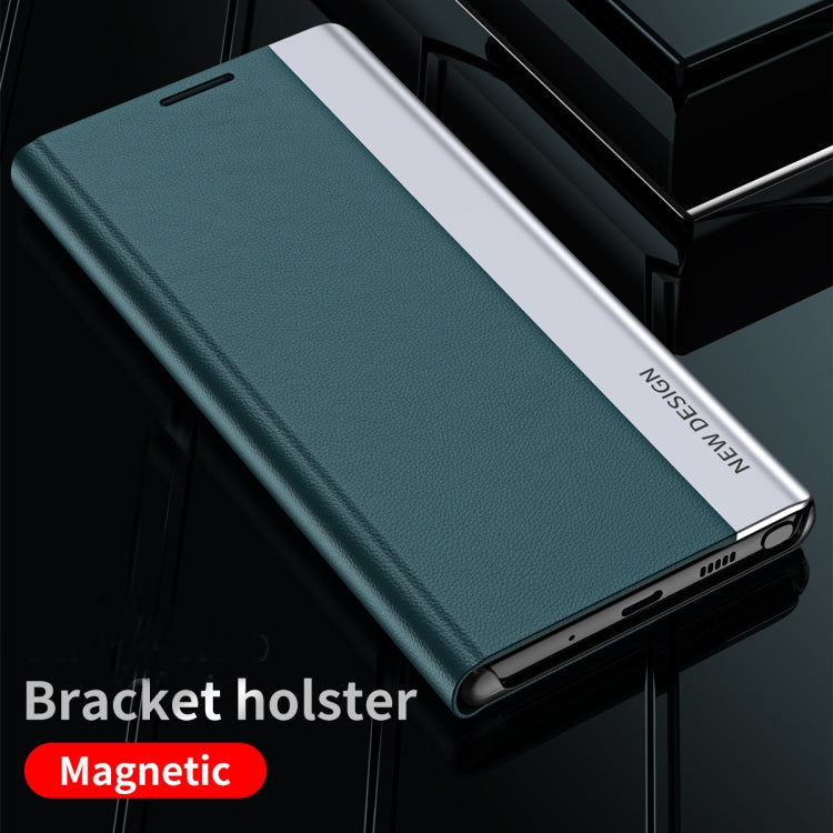 For Xiaomi Redmi Note 10 Pro / Note 10 Pro Max Side Electroplated Magnetic Ultra-Thin Horizontal Flip Leather Case with Holder(Green) - Xiaomi Accessories by buy2fix | Online Shopping UK | buy2fix