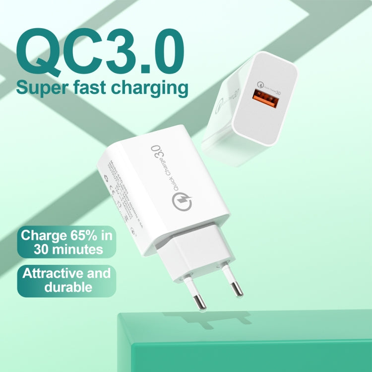 APD-2003 18W QC3.0 Single Port USB Charger with 1m USB to Type-C Data Cable(EU Plug) - Mobile Accessories by buy2fix | Online Shopping UK | buy2fix