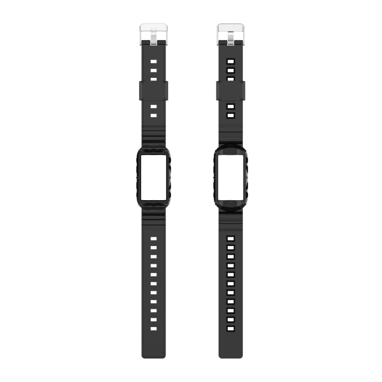 For Fitbit Charge 4 Silicone One Body Armor Watch Band(Black) - Smart Wear by buy2fix | Online Shopping UK | buy2fix