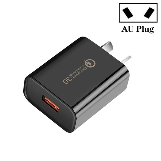 CA-25 QC3.0 USB 3A Fast Charger for Mobile Phone, AU Plug(Black) - USB Charger by buy2fix | Online Shopping UK | buy2fix