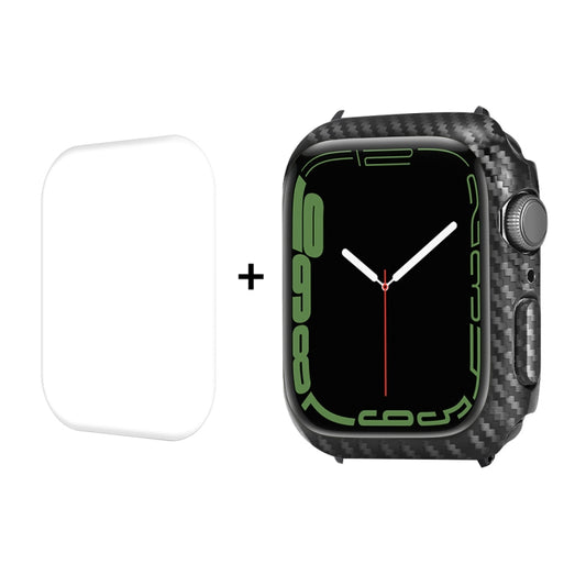 For Apple Watch Series 8 / 7 41mm ENKAY Carbon Fiber PC Case + Full Coverage PET Screen Protector - Watch Cases by ENKAY | Online Shopping UK | buy2fix