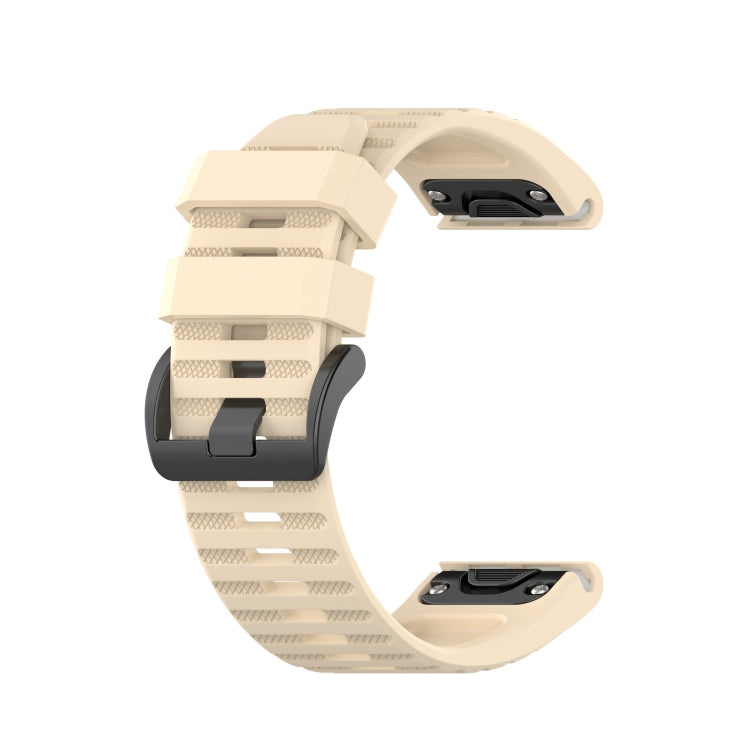 For Garmin Fenix 6X 26mm Silicone Watch Band(Beige) - Smart Wear by buy2fix | Online Shopping UK | buy2fix