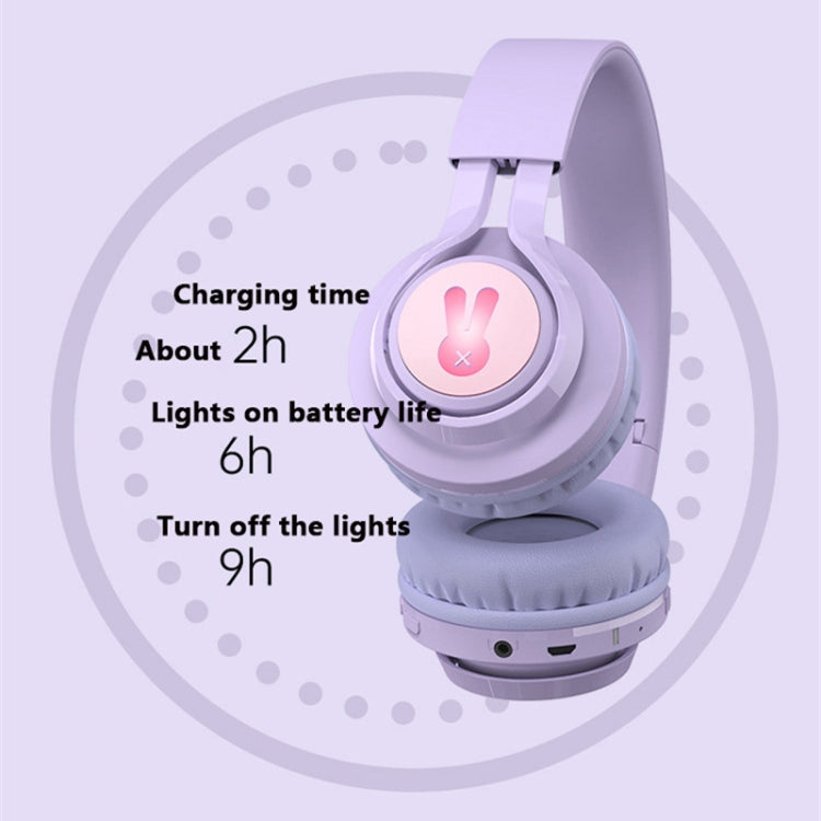 BT06C+ Children Head-mounted Cute Wireless Bluetooth Headset with Microphone & LED Light(Purple) - Apple Accessories by buy2fix | Online Shopping UK | buy2fix