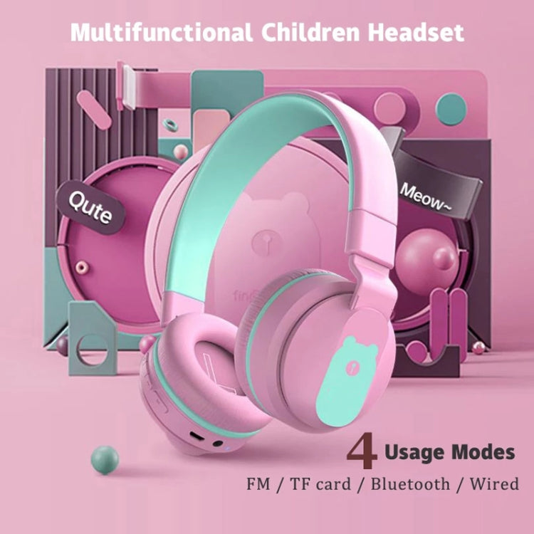 BOBo+ Adults & Kids Cute Bluetooth 5.0 Bass Noise Cancelling Headset with Mic(Pink) - Apple Accessories by buy2fix | Online Shopping UK | buy2fix