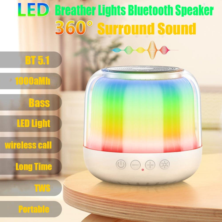 JY12 Full-screen RGB LED Breather Light Wireless Bluetooth Speaker(White) - Mini Speaker by buy2fix | Online Shopping UK | buy2fix