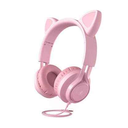 EP08 Cute Cat Ear Child Music Stereo Wired Headset with Mic(Pink) - Apple Accessories by buy2fix | Online Shopping UK | buy2fix