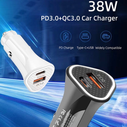 TE-P23 38W PD USB-C / Type-C + QC3. 0 USB Triangle Car Charger + USB-C / Type-C to USB-C / Type-C Data Cable, Length: 1m(White) - In Car by buy2fix | Online Shopping UK | buy2fix