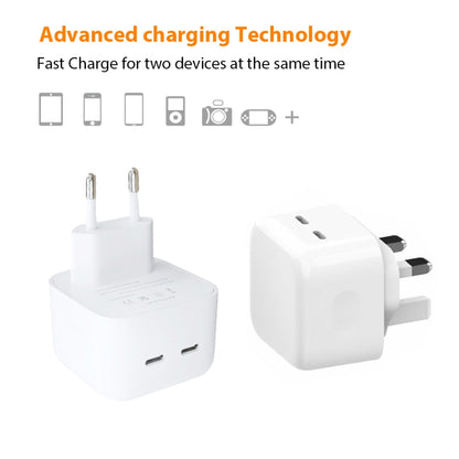 SDC-40W Dual PD USB-C / Type-C Ports Charger with 1m Type-C to Type-C Data Cable, EU Plug - Mobile Accessories by buy2fix | Online Shopping UK | buy2fix