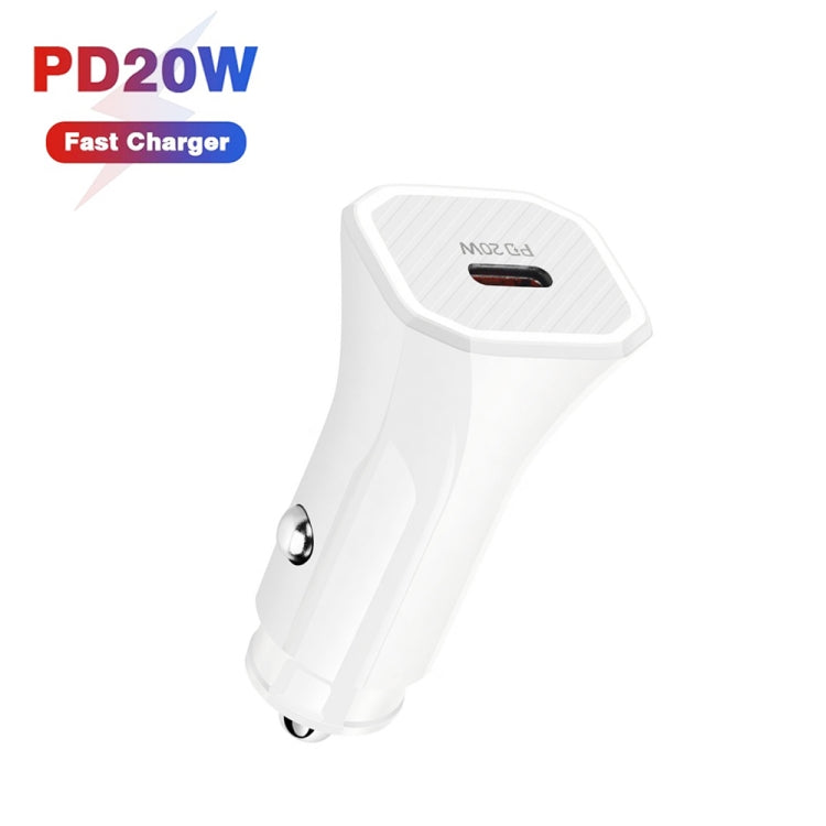 TE-P2 PD20W USB-C / Type-C Car Charger with Type-C to Type-C Data Cable(White) - Car Charger by buy2fix | Online Shopping UK | buy2fix