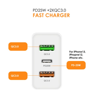 45W PD3.0 + 2 x QC3.0 USB Multi Port Charger with Type-C to 8 Pin Cable, US Plug(White) - Apple Accessories by buy2fix | Online Shopping UK | buy2fix