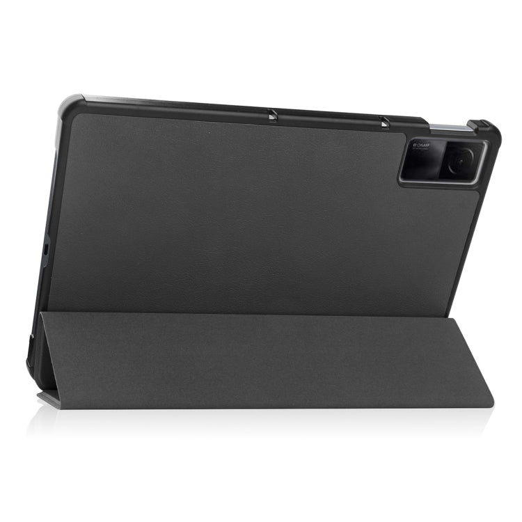 For Xiaomi Redmi Pad 10.61 inch ENKAY Tri-fold Custer Texture Leather Stand Smart Case(Black) - Xiaomi Accessories by ENKAY | Online Shopping UK | buy2fix