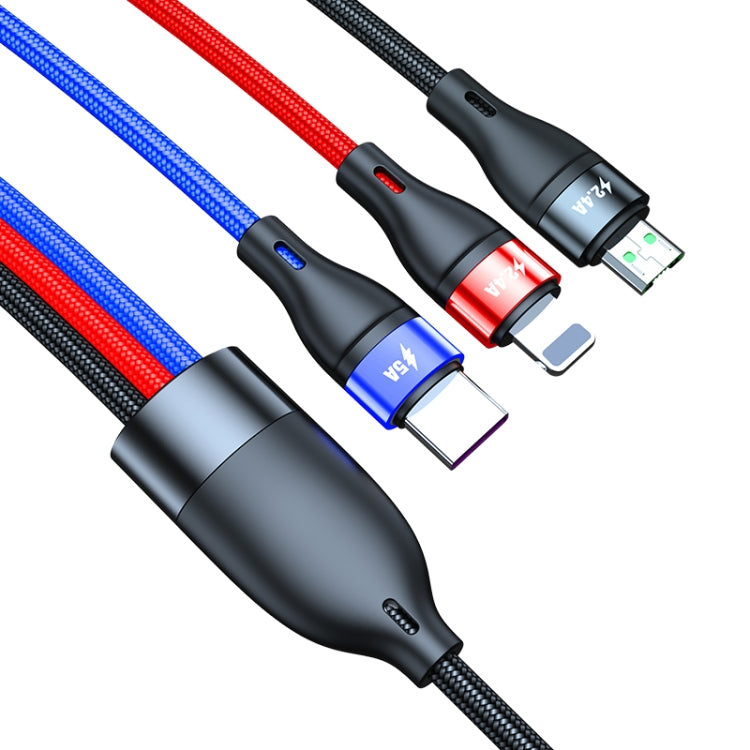 40W 5A USB to Micro USB + USB-C / Type-C + 8 Pin Fast Charging Cable, Cable Length: 2m - Multifunction Cable by buy2fix | Online Shopping UK | buy2fix