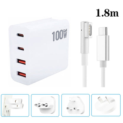 GaN 100W Dual USB+Dual USB-C/Type-C Multi Port Charger with  1.8m Type-C to MagSafe 1 / L Header Data Cable US / EU / UK / AU Plug - Cable & Adapter by buy2fix | Online Shopping UK | buy2fix